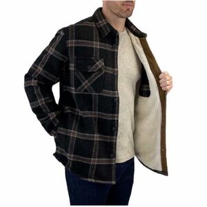 NWT Jachs Men Fleece Lining Shirt Jacket GRAY - size S - cozy winter fleece